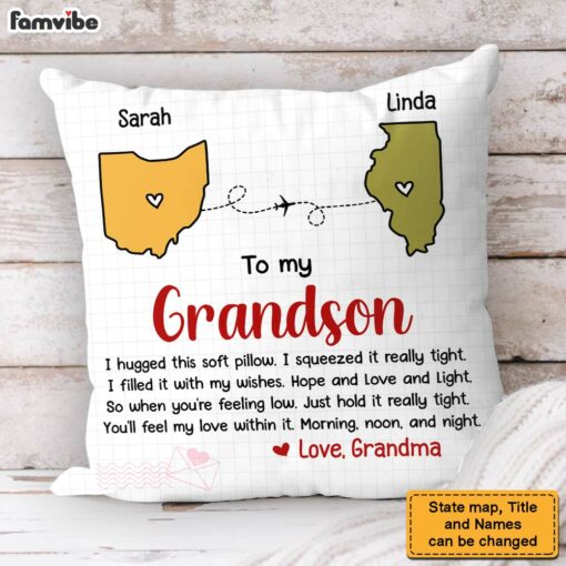 Personalized Gift For Grandson Granddaughter Long Distance Pillow