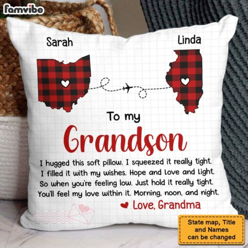 Personalized Gift For Grandson Granddaughter Long Distance Pillow