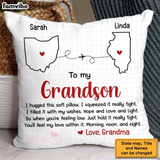 Personalized Gift For Grandson Granddaughter Long Distance Pillow