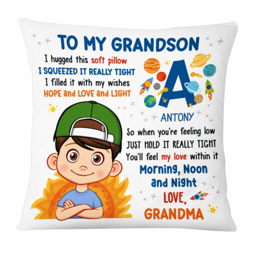 Personalized Gift For Grandson Hug This Letter Initials Pillow