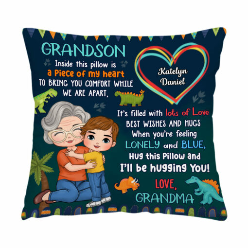 Personalized Gift For Grandson Hug This Pillow