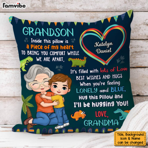 Personalized Gift For Grandson Hug This Pillow