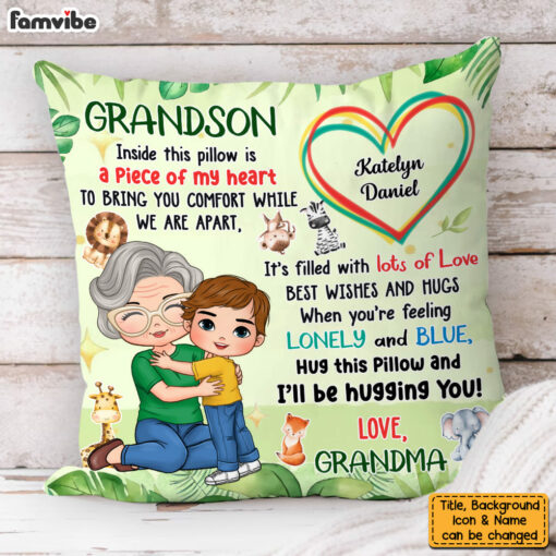 Personalized Gift For Grandson Hug This Pillow