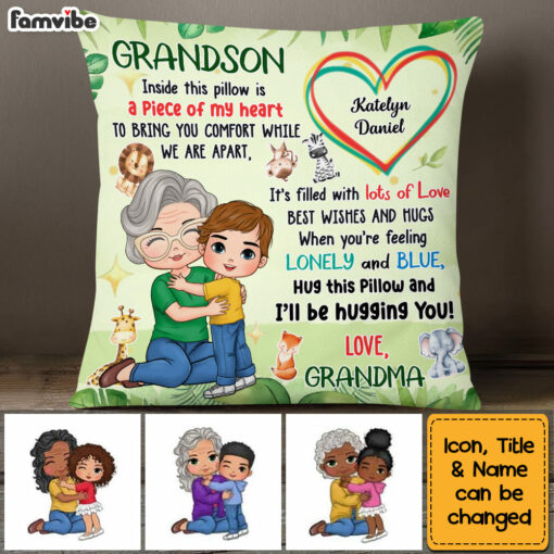 Personalized Gift For Grandson Hug This Pillow