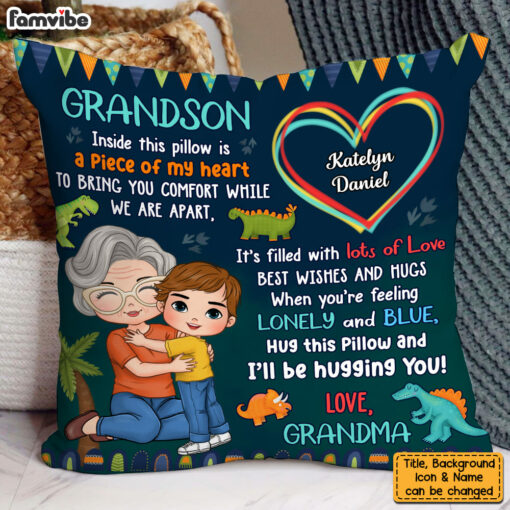 Personalized Gift For Grandson Hug This Pillow