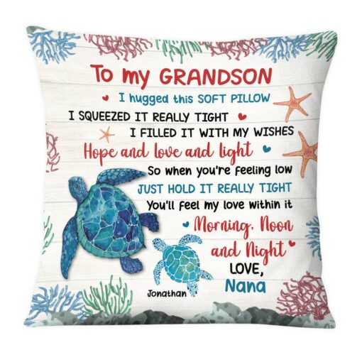 Personalized Gift For Grandson Hug This Turtle Pillow