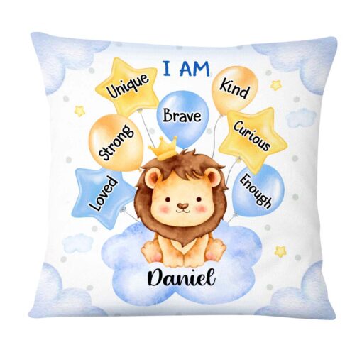 Personalized Gift For Grandson I Am Affirmations Cute Lion Pillow