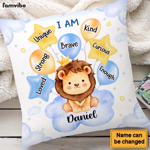 Personalized Gift For Grandson I Am Affirmations Cute Lion Pillow