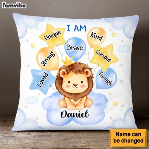 Personalized Gift For Grandson I Am Affirmations Cute Lion Pillow