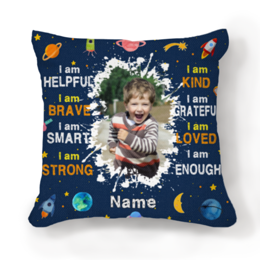 Personalized Gift For Grandson I Am Kind Affirmation Photo Pillow, Gifts For Grandkids, Grandson Gifts From Grandma – Best Personalized Gifts For Everyone