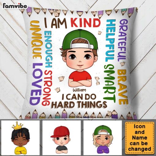 Personalized Gift For Grandson I Am Kind Affirmation Pillow