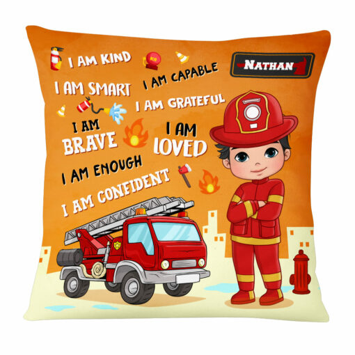 Personalized Gift For Grandson I Am Kind Firefighter Pillow