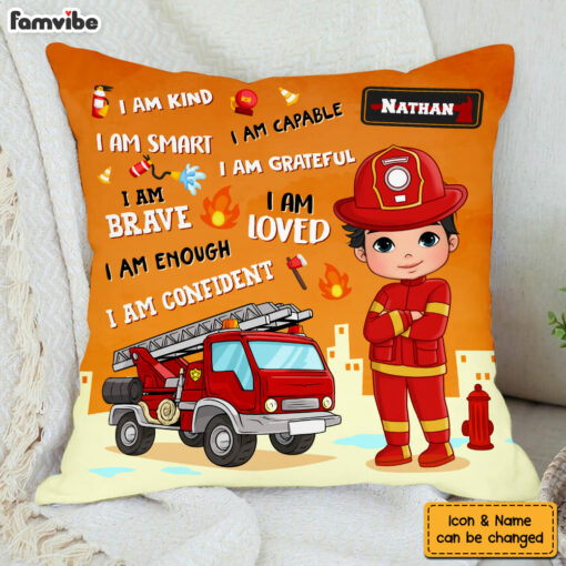 Personalized Gift For Grandson I Am Kind Firefighter Pillow