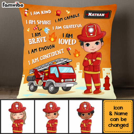 Personalized Gift For Grandson I Am Kind Firefighter Pillow