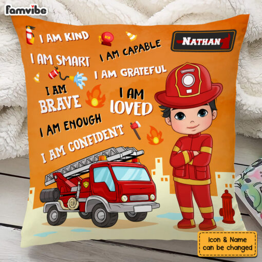 Personalized Gift For Grandson I Am Kind Firefighter Pillow