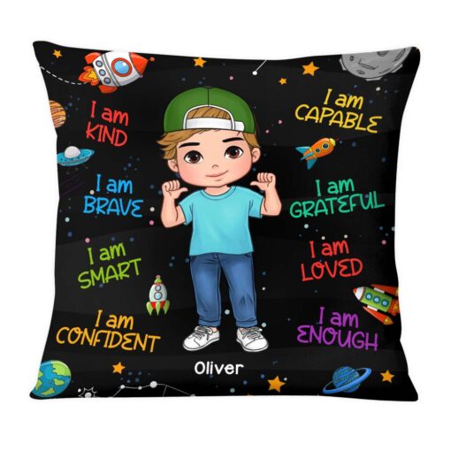 Personalized Gift For Grandson I Am Kind Space Theme Pillow