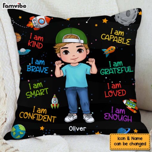 Personalized Gift For Grandson I Am Kind Space Theme Pillow