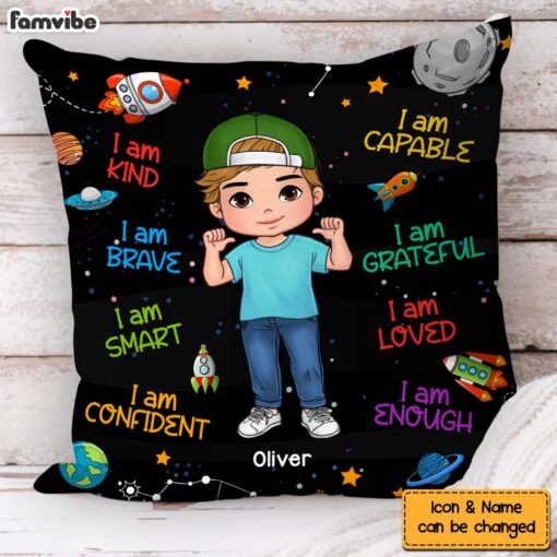 Personalized Gift For Grandson I Am Kind Space Theme Pillow