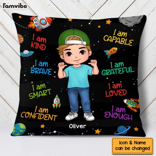 Personalized Gift For Grandson I Am Kind Space Theme Pillow