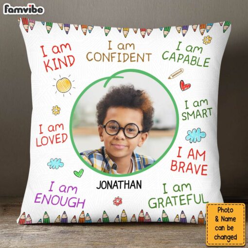 Personalized Gift For Grandson I Am Kind Upload Photo Pillow