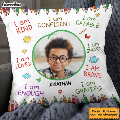 Personalized Gift For Grandson I Am Kind Upload Photo Pillow