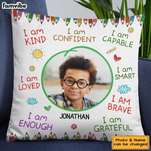 Personalized Gift For Grandson I Am Kind Upload Photo Pillow