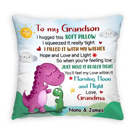 Personalized Gift For Grandson I Hugged This Soft Pillow