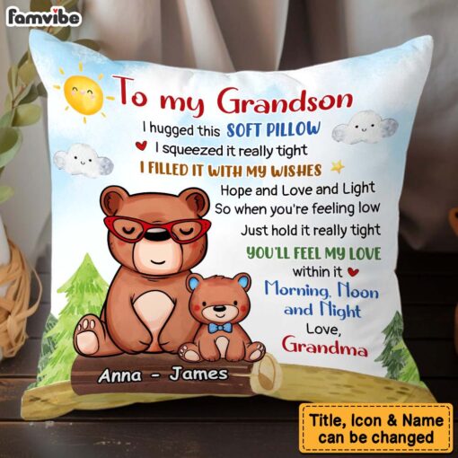 Personalized Gift For Grandson I Hugged This Soft Pillow