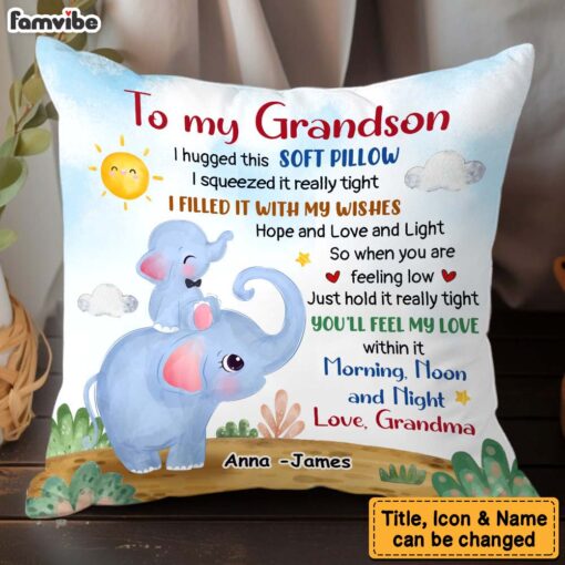 Personalized Gift For Grandson I Hugged This Soft Pillow