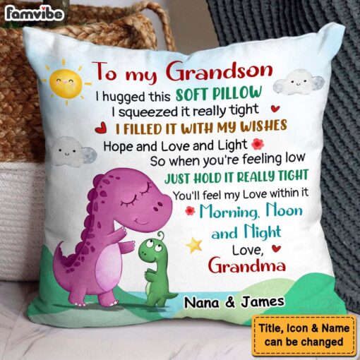 Personalized Gift For Grandson I Hugged This Soft Pillow