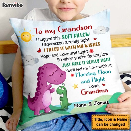 Personalized Gift For Grandson I Hugged This Soft Pillow