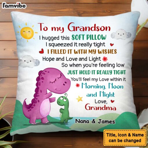 Personalized Gift For Grandson I Hugged This Soft Pillow