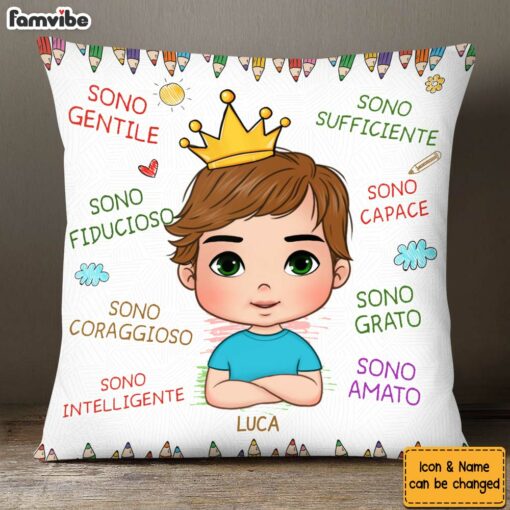 Personalized Gift For Grandson Italia Sono Gentile Pillow