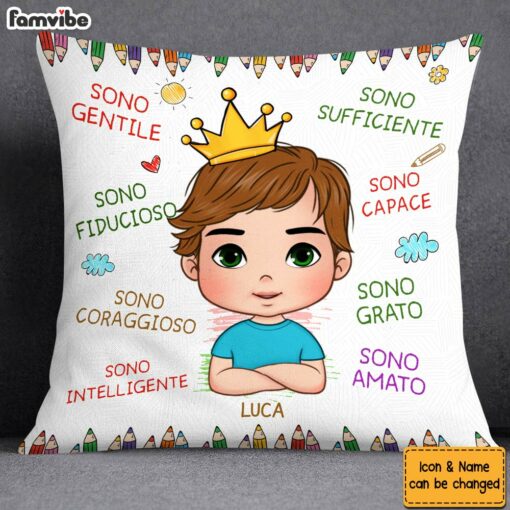 Personalized Gift For Grandson Italia Sono Gentile Pillow