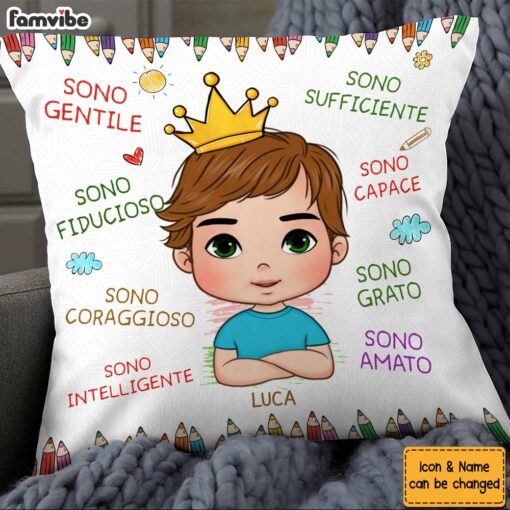 Personalized Gift For Grandson Italia Sono Gentile Pillow