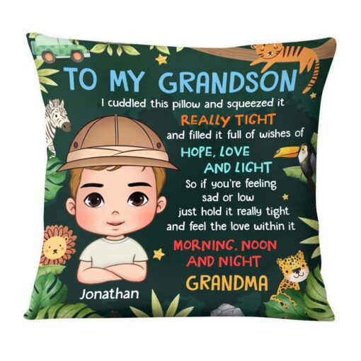 Personalized Gift For Grandson Jungle Animal Pillow