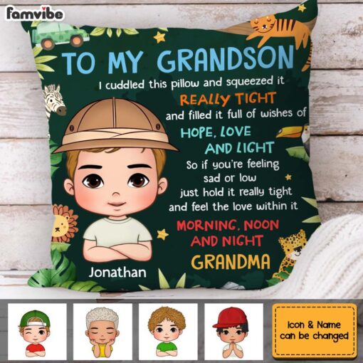 Personalized Gift For Grandson Jungle Animal Pillow