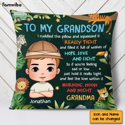 Personalized Gift For Grandson Jungle Animal Pillow