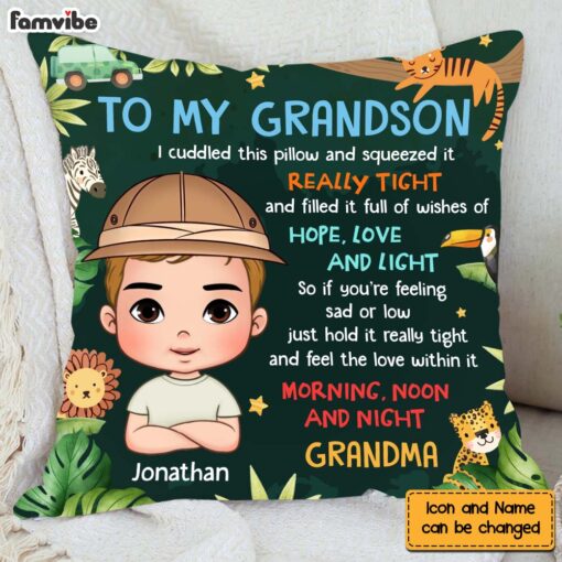 Personalized Gift For Grandson Jungle Animal Pillow