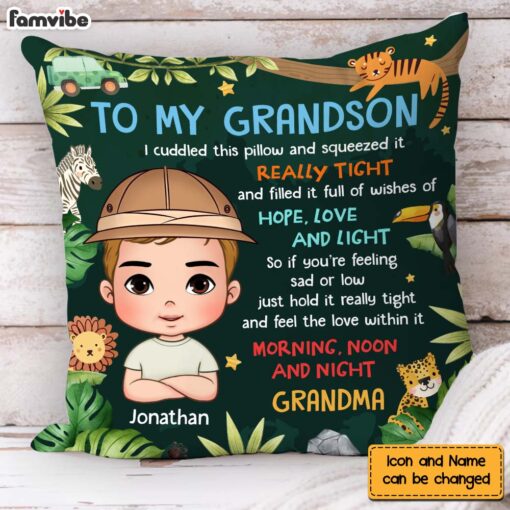 Personalized Gift For Grandson Jungle Animal Pillow