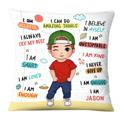 Personalized Gift For Grandson Kid Affirmation Pillow