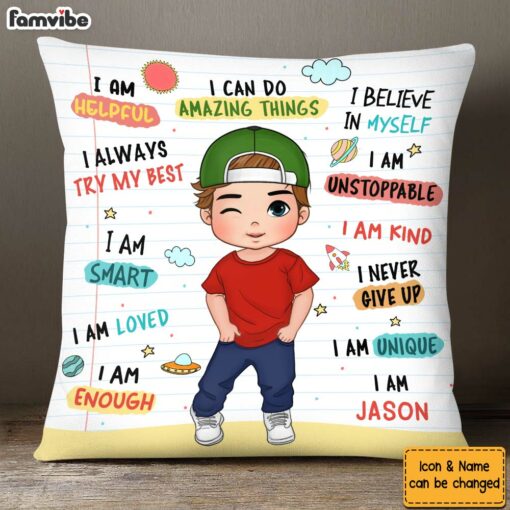 Personalized Gift For Grandson Kid Affirmation Pillow