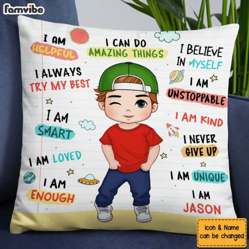 Personalized Gift For Grandson Kid Affirmation Pillow