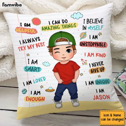 Personalized Gift For Grandson Kid Affirmation Pillow