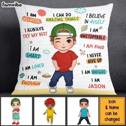 Personalized Gift For Grandson Kid Affirmation Pillow