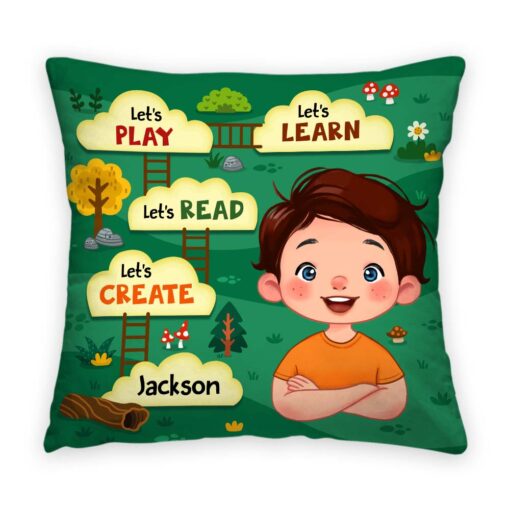 Personalized Gift For Grandson Let’s Play Let’s Read Pillow