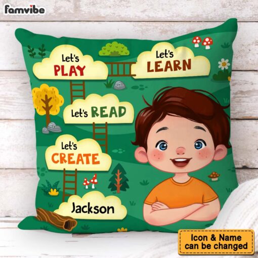 Personalized Gift For Grandson Let’s Play Let’s Read Pillow