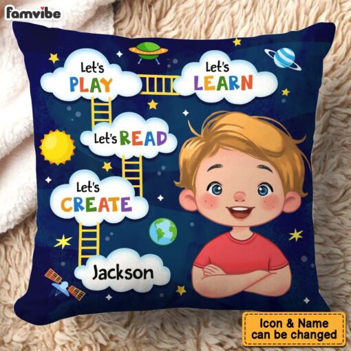 Personalized Gift For Grandson Let’s Play Let’s Read Pillow