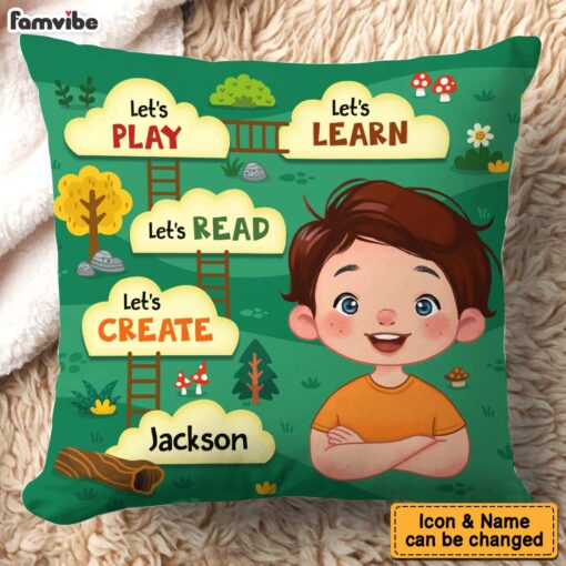 Personalized Gift For Grandson Let’s Play Let’s Read Pillow