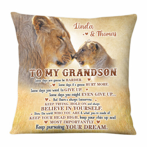 Personalized Gift For Grandson Lion Believe In Yourself Pillow